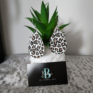 White Snow leopard earrings